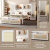 KTMBDW Twin Size Platform Bed Frame with 2 Storage Drawers and 8 Lockers, Platform Bed with Natural Rattan, Wooden Slats Support, Easy Assembly, White - 3 of 4