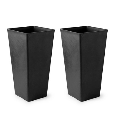La Jolie Muse Chamechaude 26 Inch Tall Charcoal Matte Indoor and Outdoor Planter Pot for Driveways, Patios, Entryways, and Decks, Black, Set of 2