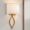 Possini Euro Design Modern Wall Light Sconce Warm Brass Hardwired 19 1/2" High Fixture Half Moon Linen Shade for Bedroom Living Room - 2 of 4