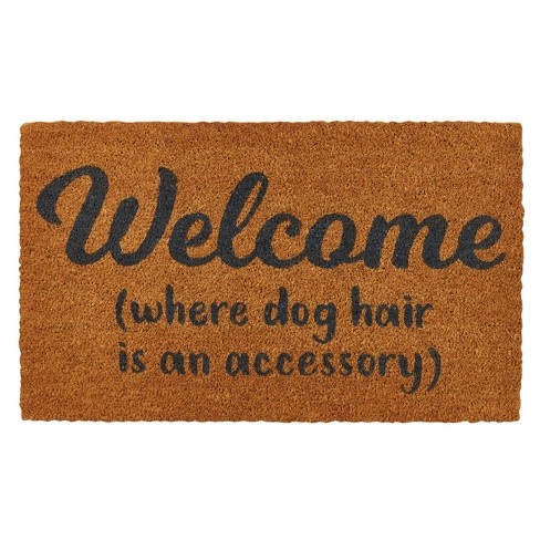 Juvale Dog Coir Doormat, Dogs Welcome People Tolerated, Natural Outdoor Door Mat for Porch (30 x 17 in)