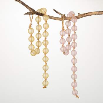 32.5" Pink And Yellow Beaded Garland - Set of 2
