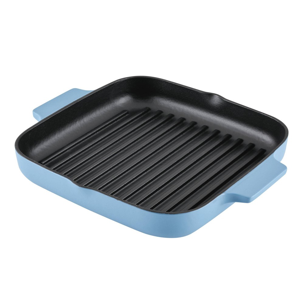 KitchenAid 11 Enameled Cast Iron Square Grill and Roasting Pan - Blue Velvet