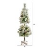 3ft. Flocked Topiary Artificial Christmas Tree with 50 Warm White LED Lights & Pine Cones – Festive Holiday X-Mas Accent - 2 of 4