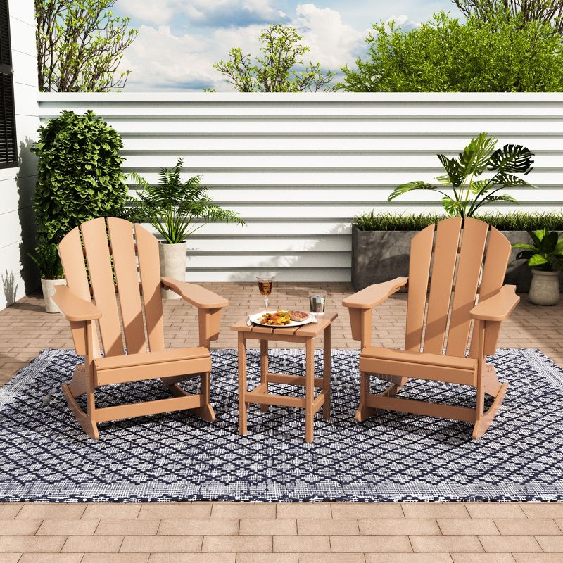 WestinTrends 3 Piece set Outdoor Patio Poly Adirondack rocking chairs with side table, 2 of 4