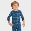 Toddler Hanukkah Ribbed Long Sleeve Shirt and Pants Holiday Matching Family Pajama Set - Wondershop™ Blue - 3 of 4