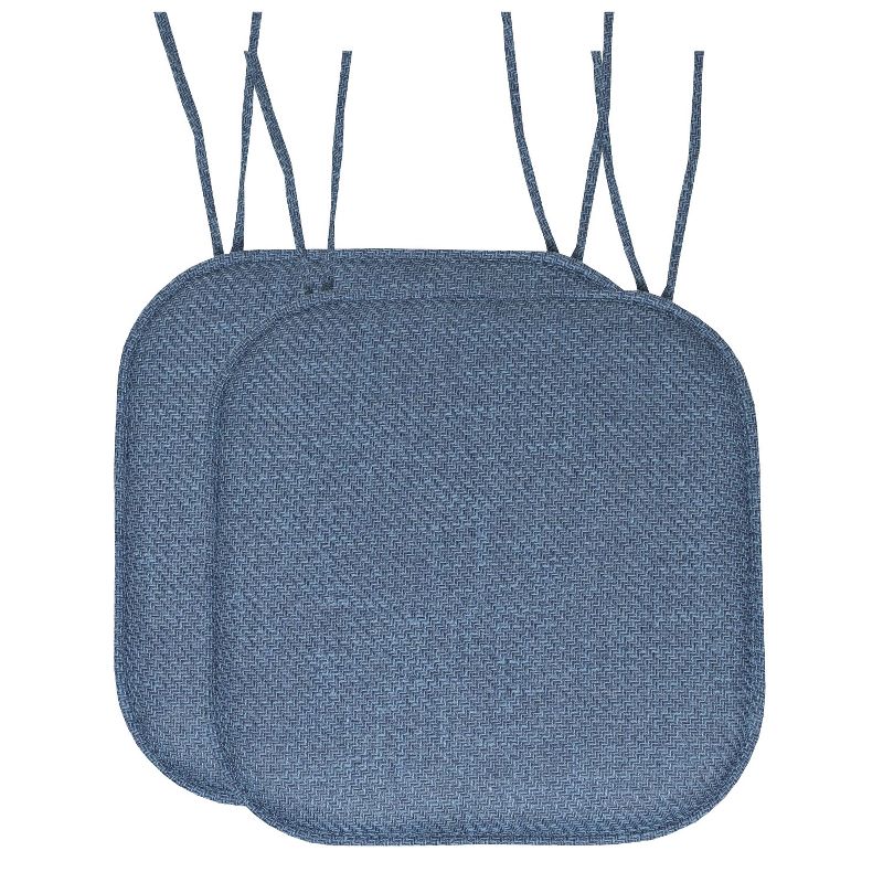Herringbone Stitch Memory Foam Non-Slip 16" x 16" Chair Cushion Pad with Ties by Sweet Home Collection™, 1 of 5