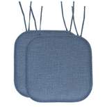 Herringbone Stitch Memory Foam Non-Slip 16" x 16" Chair Cushion Pad with Ties