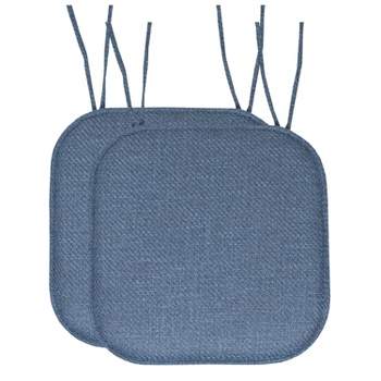 Herringbone Stitch Memory Foam Non-Slip 16" x 16" Chair Cushion Pad with Ties by Sweet Home Collection™