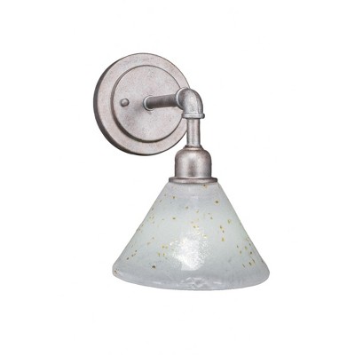 Toltec Lighting Vintage 1 - Light Sconce in  Aged Silver with 7" Gold Ice Shade