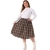 Agnes Orinda Women's Plus Size Plaid Elastic High Waist Flare Fall A Line Skirts - 3 of 4