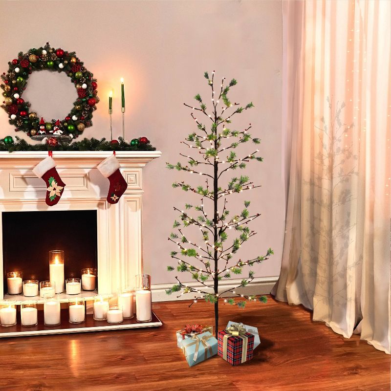 6ft Pre-Lit LED Artificial Christmas Twig Tree - Puleo, 4 of 5