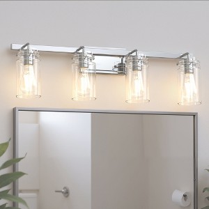 YANSUN 31.5 in. 4 Light Chrome Vanity Light with Clear Glass Shades and E26 Sockets for Bathroom Use - 1 of 1