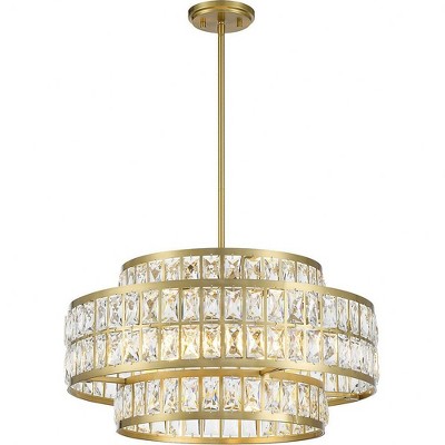 Renzo Warm Brass Crystal Drum 4-Light LED Pendant