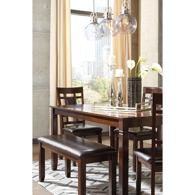 Bennox Transitional Brown Wood Formal Dining Set with 4 Chairs