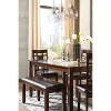 Signature Design by Ashley Bennox Dining Table Set Brown: 6-Piece Modern Rectangular Non-Extension Set with Bench & Upholstered Chairs - 3 of 4