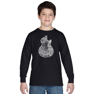 LA Pop Art Boy's Word Art Long Sleeve - Rock Guitar Head - 1 of 4