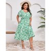 Plus Size Summer Dress for Women V Neck Tie Front Boho Maxi Dress Yellow Floral - 2 of 4