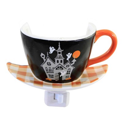 3.75 In Haunted House Teacup Nightlight Ghost Spooky Novelty Nightlights