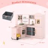Costway Corner Kitchen with Lights and Sounds Interactive Wooden Playset Toy Kitchen Set Brown/Pink/White - 3 of 4