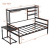 ALEXOUN Metal Bed with Movable Desk,Metal Day Bed Frame with Metal Grid & Clothes Hanger,Space Saving,No Box Spring Needed - 3 of 4