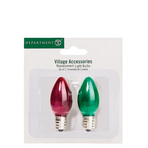 Set of 2 Department 56 Snow Village 3 Volt Red & Green Replacement Bulbs #804457