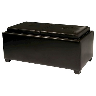 Maxwell Bonded Leather Double Tray Storage Ottoman Espresso - Christopher Knight Home
