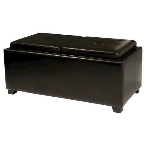 Maxwell Bonded Leather Double Tray Storage Ottoman Espresso - Christopher Knight Home - image 1 of 4