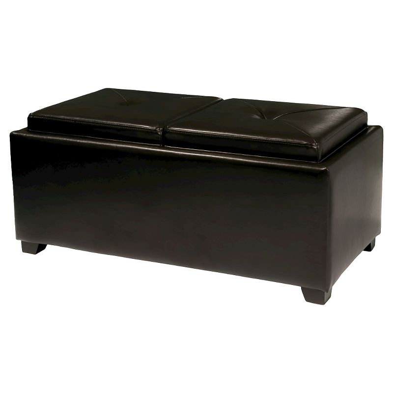 Maxwell Bonded Leather Double Tray Storage Ottoman Espresso - Christopher Knight Home, 1 of 9