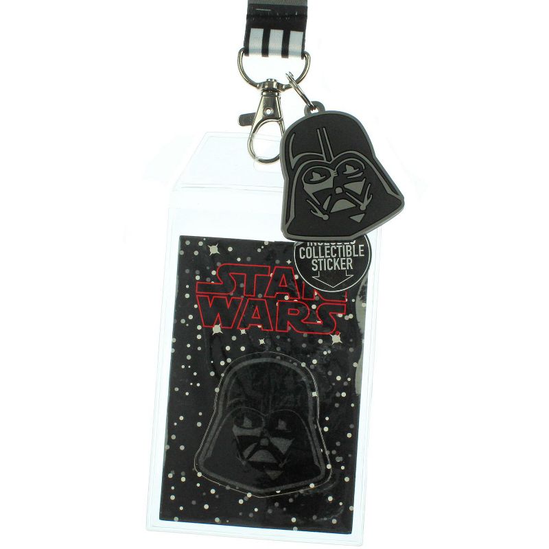 Star Wars Darth Vader ID Lanyard Badge Holder With 1.5" Rubber Charm Pendant Black, 4 of 6