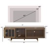 ORRD Mid-Century Walnut TV Stand & Cat House – 2-in-1, Sliding Glass Door, Flip-Down, Pet-Friendly - 3 of 4
