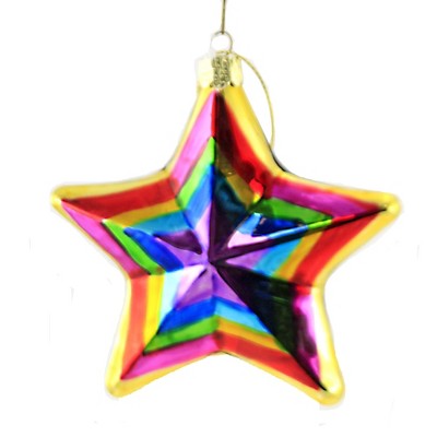 Holiday Ornament 4.25" Chroma Star Rainbow Pride Psychedelic Hip  -  Tree Ornaments