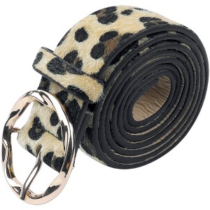 INSPIRE CHIC Women's Wide Fashion Snake Leopard Decorated Irregular Round Buckle Belt - 1 of 4
