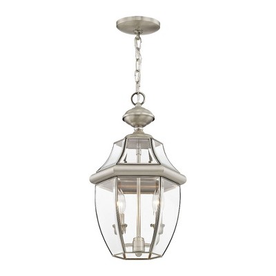 Monterey 19" Brushed Nickel Glass Outdoor Pendant Lantern
