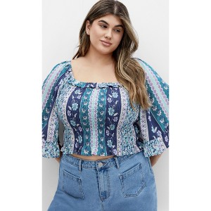CITY CHIC | Women's Plus Size Samara Print Top - teal - 16W - 1 of 4