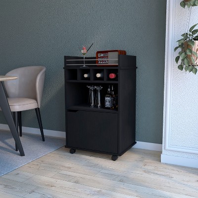 NicBex Mobile Kitchen Island Cart Morden Kitchen Carts on Wheels with Storage, 1 Cabinet Door and 4 Bottle Rack for Kitchen