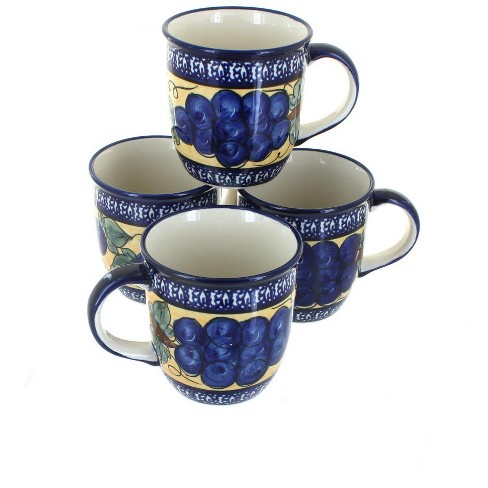 Blue Rose Polish Pottery 12oz. Cobalt Water Glass - Set of 6