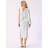 Allegra K Women's Sequin One Shoulder Long Sleeve Sparkly Party Maxi Dress - 4 of 4