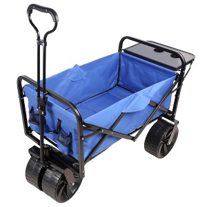 SKRAN Beach Wagon Folding cart Camping cart Tools Shopping Fishing cart with Extra Wide All-Terrain Wheels,with Plastic Table,Bearing 150 pounds - 1 of 4