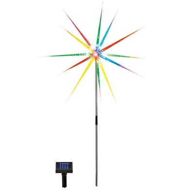 Collections Etc Solar Powered Multicolored Starburst Garden Stake