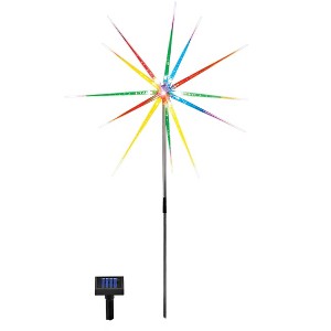 Collections Etc Solar Powered Multicolored Starburst Garden Stake - 1 of 2