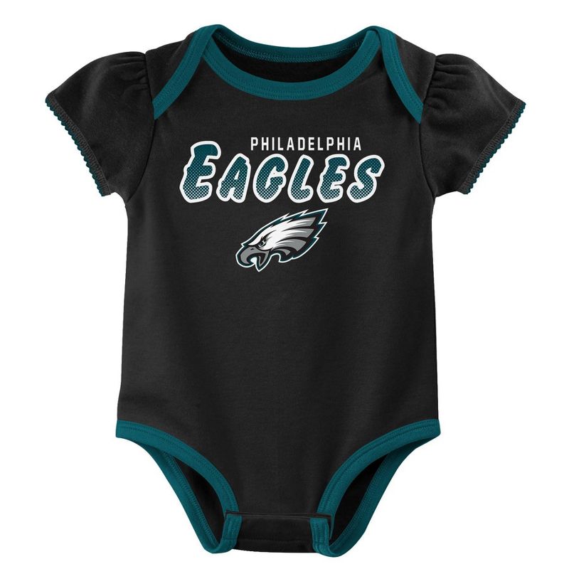 NFL Philadelphia Eagles Baby Girls&#39; Onesies 3pk Set, 3 of 5