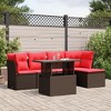 vidaXL 6 Piece Garden Sofa Set with Cushions Poly Rattan - Brown without storage - 2 of 4