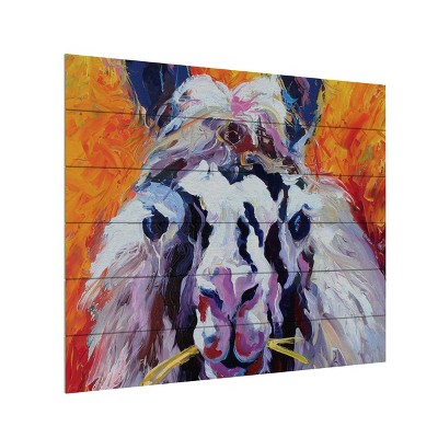 Trademark Fine Art -Marion Rose 'Llama III' Wood Slat Art