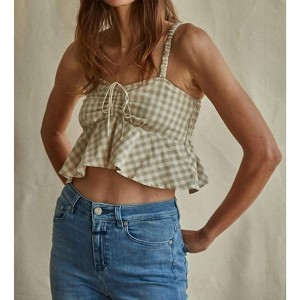 Women's Checkered Crop Top - By Together - 1 of 2