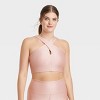 Women's Light Support Shine Ribbed Halter Longline Sports Bra - All In Motion™ - 3 of 4
