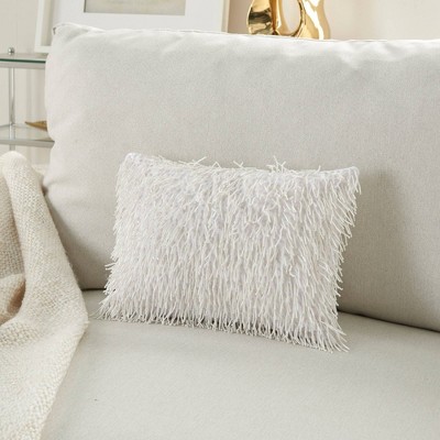 White Beaded Tassels 10" x 14" Lumbar Throw Pillow