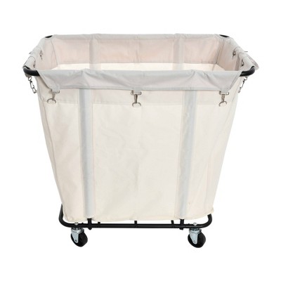 Black Canvas and Steel Frame Hamper with Wheels