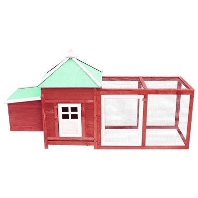 vidaXL Chicken Coop with Nest Box Red 76"x26.8"x41" Solid Firwood