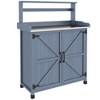 PAGED Potting Bench with Storage Cabinet with 2 Shelves,Outdoor Storage Cabinet with Galvanized Plated Tabletop,Potting Table for Garden - 4 of 4