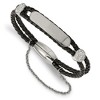 Chisel Stainless Steel Polished with Preciosa Crystal Black Woven Leather 7" ID Bracelet - 2 of 3